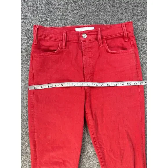 Mother Superior The Hustler Ankle Fray Jeans The Devil May Care Mars Red Sz 28 - Picture 11 of 15